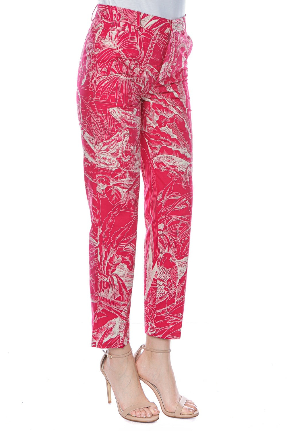 Pantaloni cu print floral Red Valentino