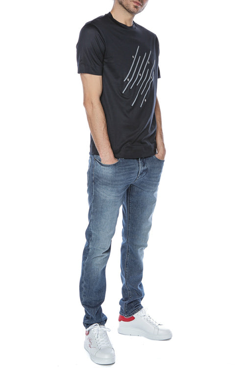 Tricou cu imprimeu contrastant Emporio Armani