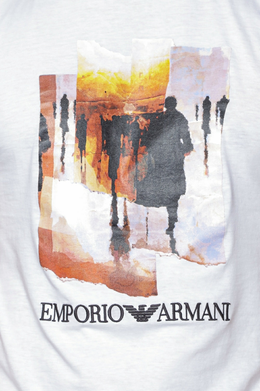 Tricou cu imprimeu si logo brodat Emporio Armani