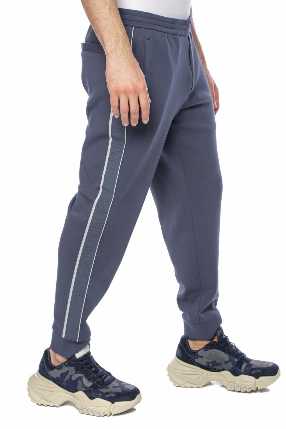 Pantaloni sport cu vipusca cu logo Emporio Armani