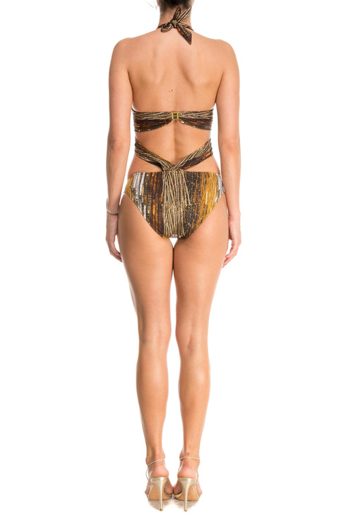 Costum de baie intreg Gottex, cu decupaje si imprimeu