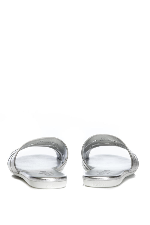 Papuci de piele Valencia Flat Metallic Hogan