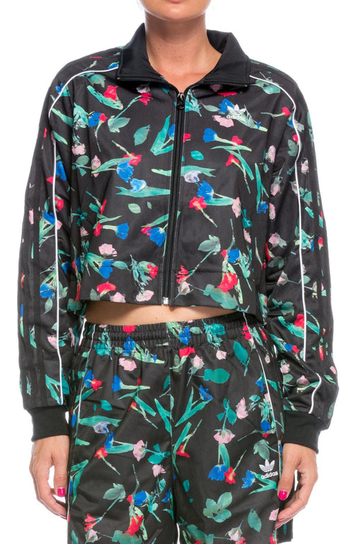 Jacheta crop cu imprimeu floral adidas Originals