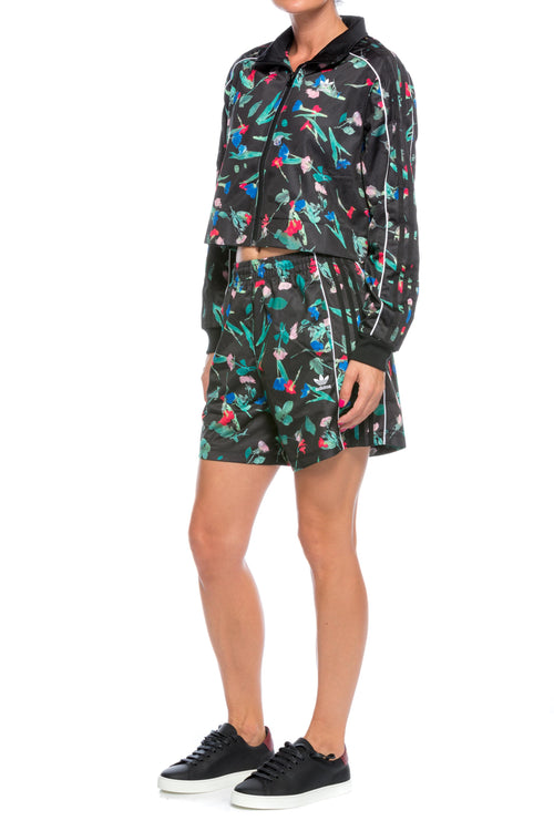 Jacheta crop cu imprimeu floral adidas Originals
