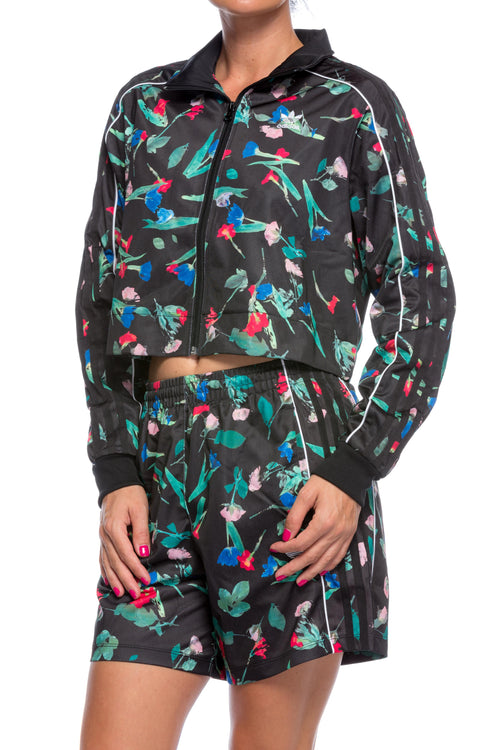 Jacheta crop cu imprimeu floral adidas Originals